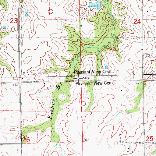 Topographic Map of Pleasant View Cemetery, IL