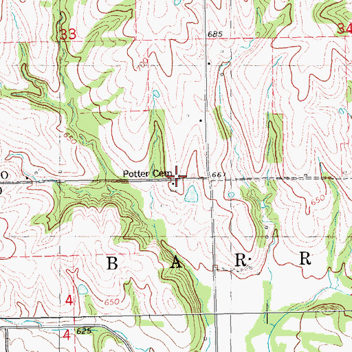 Topographic Map of Potter Cemetery, IL