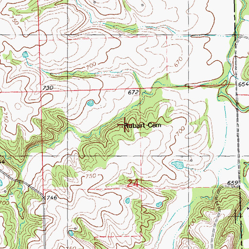 Topographic Map of Rubart Cemetery, IL