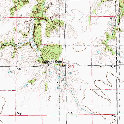 Topographic Map of Sargent Cemetery, IL