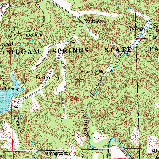 Topographic Map of Siloam Springs State Park, IL