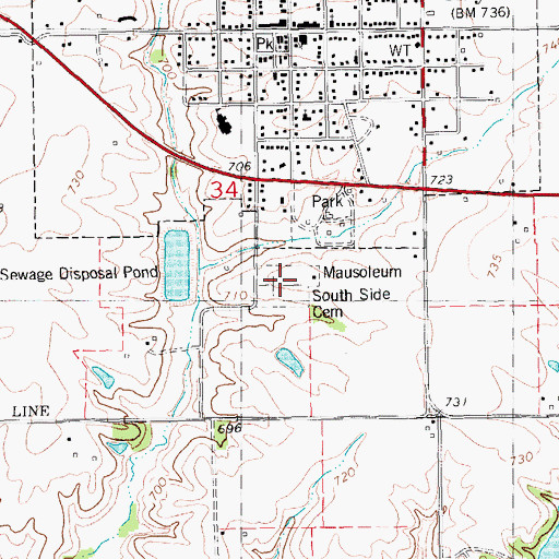 Topographic Map of South Side Cemetery, IL