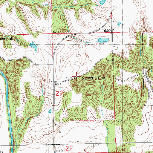 Topographic Map of Stevens Cemetery, IL