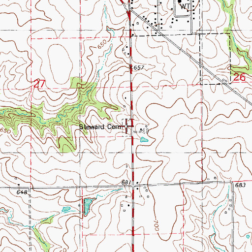 Topographic Map of Steward Cemetery, IL