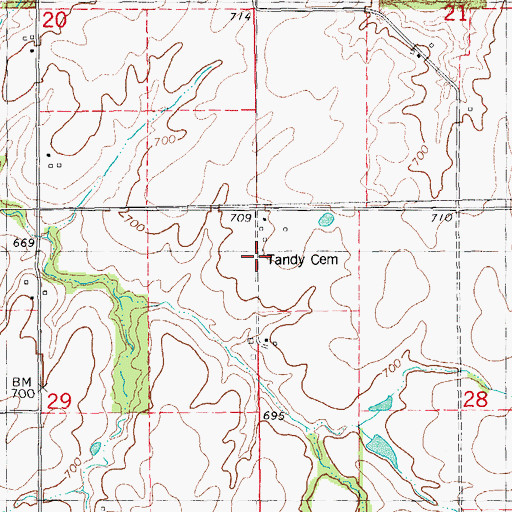 Topographic Map of Tandy Cemetery, IL