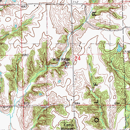 Topographic Map of Wolf Ridge Cemetery, IL