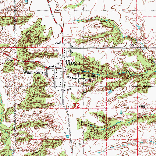 Topographic Map of Bethany Cemetery, IL