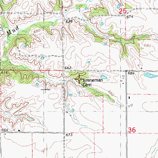 Topographic Map of Breneman Farm Cemetery, IL