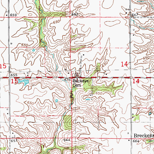Topographic Map of Buckeye Cemetery, IL