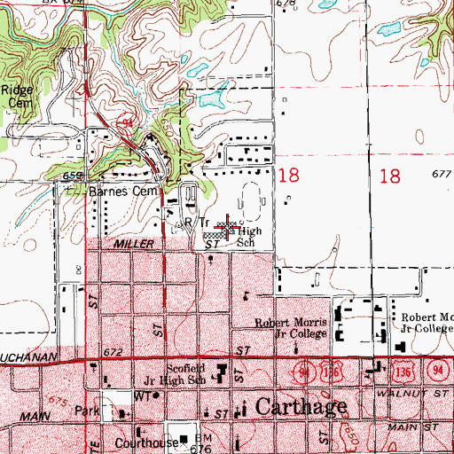 Topographic Map of Carthage High School, IL