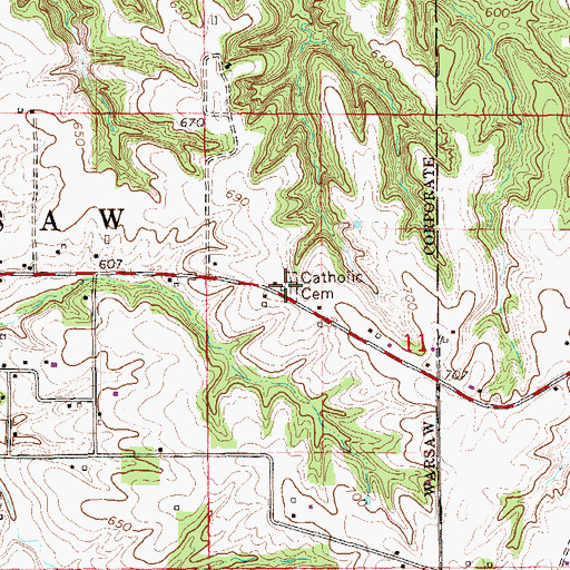 Topographic Map of Catholic Cemetery, IL