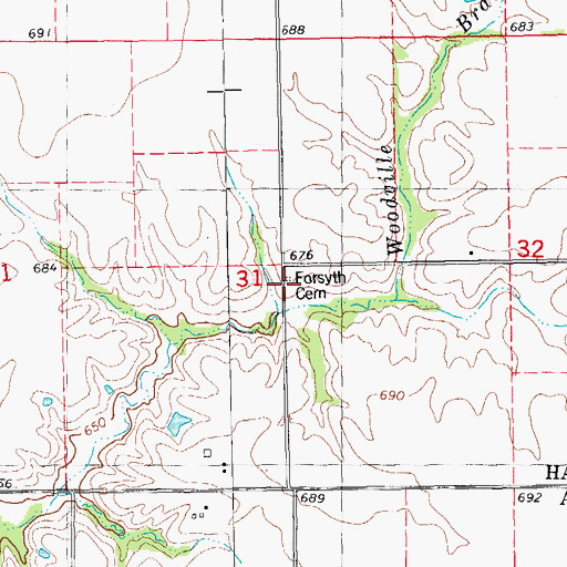 Topographic Map of Forsyth Cemetery, IL