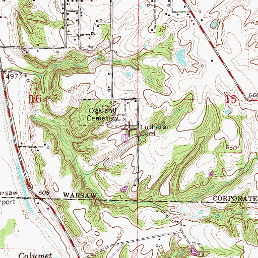 Topographic Map of Lutheran Cemetery, IL