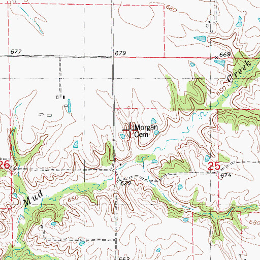 Topographic Map of Morgan Cemetery, IL