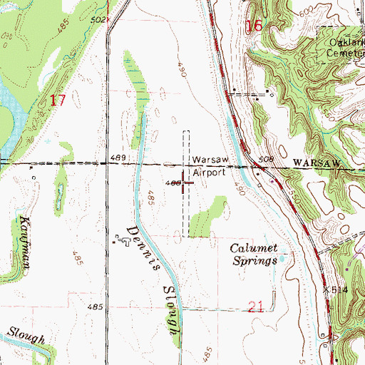 Topographic Map of Warsaw Airport (historical), IL