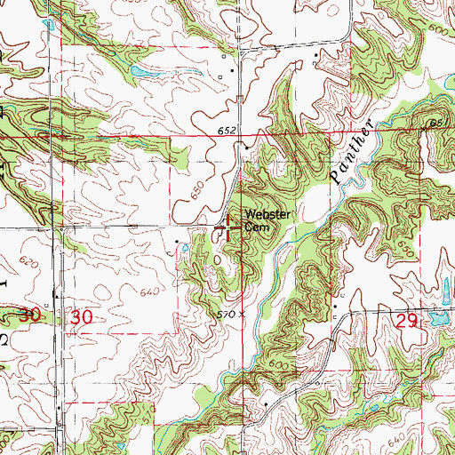 Topographic Map of Webster Cemetery, IL