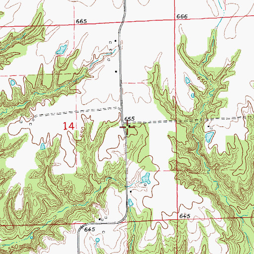 Topographic Map of Woodville School (historical), IL