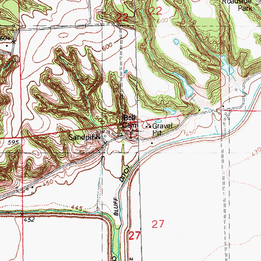Topographic Map of Bell Cemetery, IL