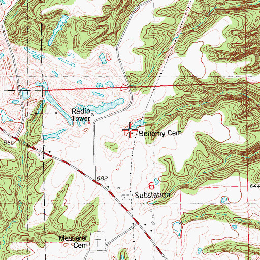 Topographic Map of Bellomy Cemetery, IL