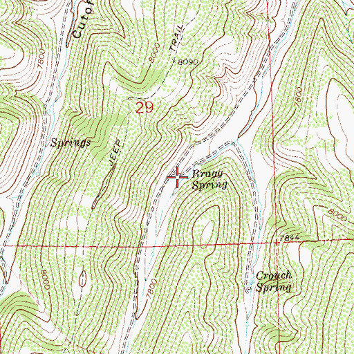 Topographic Map of Bragg Spring, CO