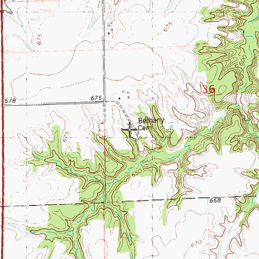Topographic Map of Bethany Cemetery, IL