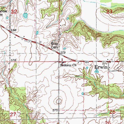 Topographic Map of Bethany Church, IL