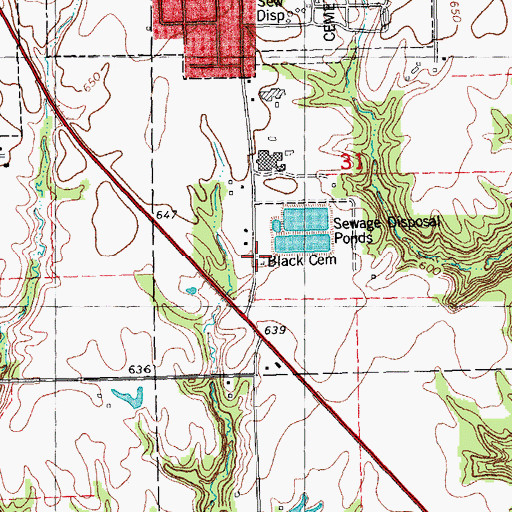 Topographic Map of Black Cemetery, IL