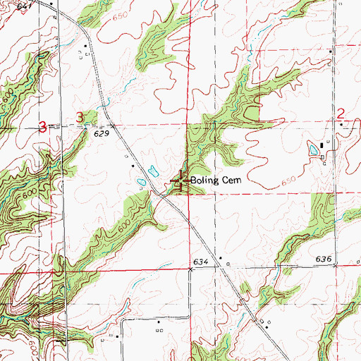 Topographic Map of Boling Cemetery, IL