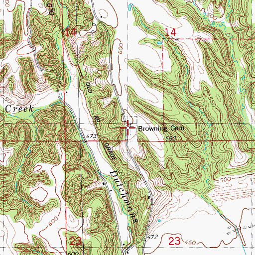 Topographic Map of Browning Cemetery, IL
