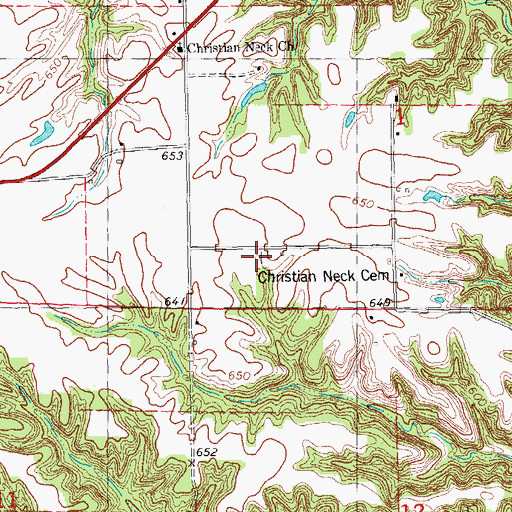 Topographic Map of Christian Neck Cemetery, IL