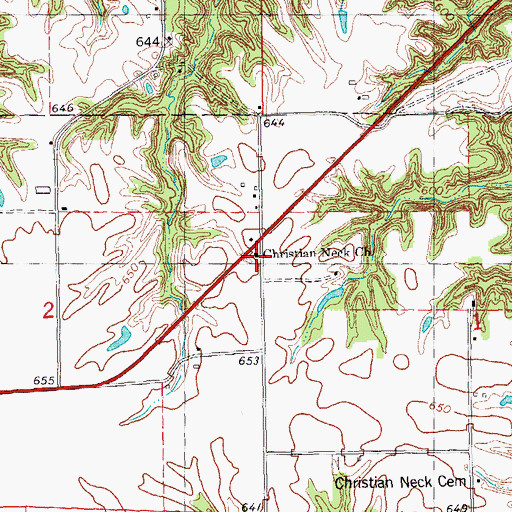 Topographic Map of Christian Neck Church, IL