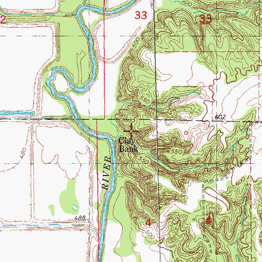 Topographic Map of Clay Bank, IL