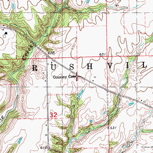 Topographic Map of Cooney Cemetery, IL