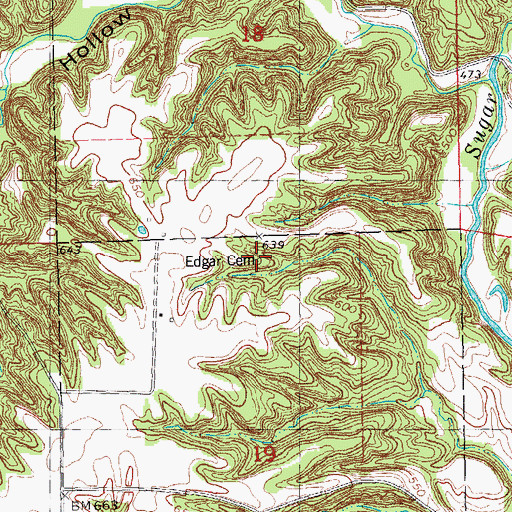 Topographic Map of Edgar Cemetery, IL