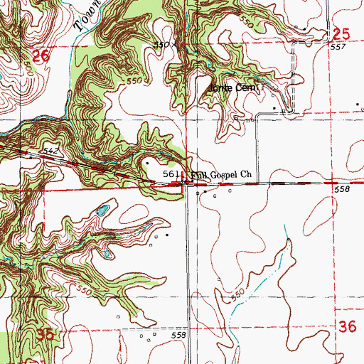 Topographic Map of Full Gospel Church, IL