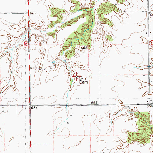 Topographic Map of Gay Cemetery, IL