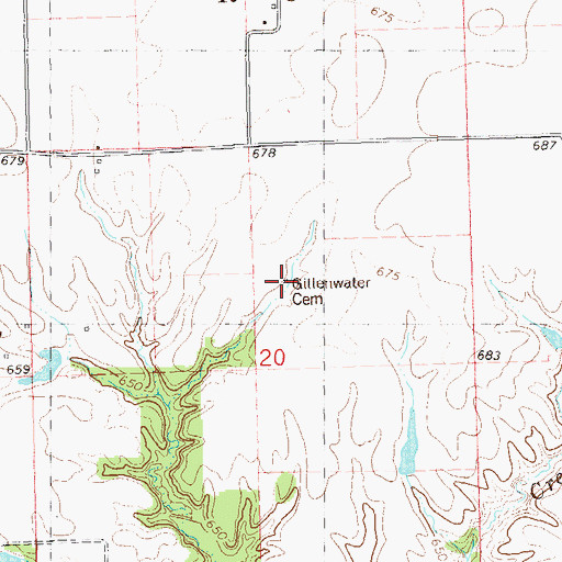 Topographic Map of Gillenwater Cemetery, IL