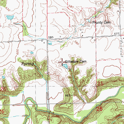 Topographic Map of Gillespie Cemetery, IL
