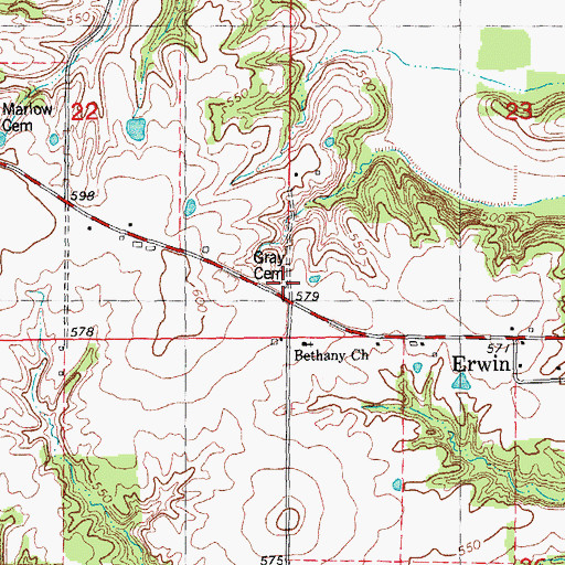 Topographic Map of Gray Cemetery, IL