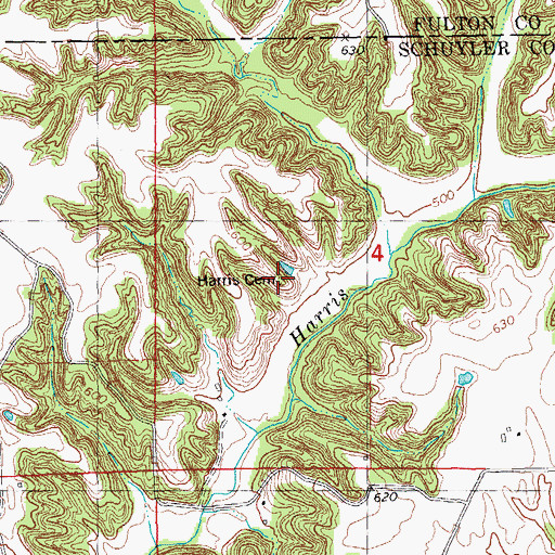 Topographic Map of Harris Cemetery, IL