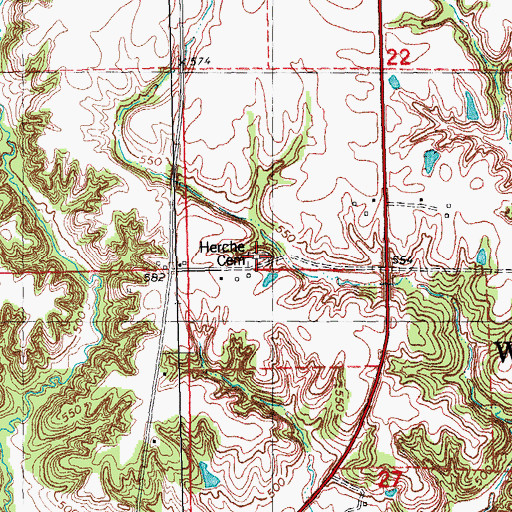 Topographic Map of Herche Cemetery, IL