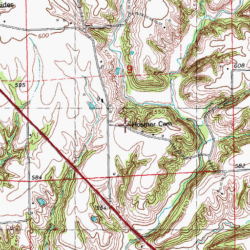 Topographic Map of Hosmer Cemetery, IL