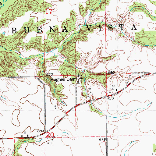Topographic Map of Hughes Cemetery, IL