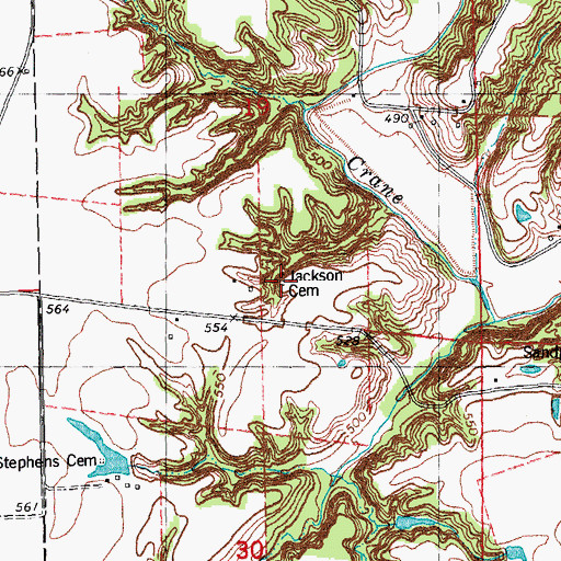 Topographic Map of Jackson Cemetery, IL
