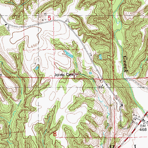 Topographic Map of Jones Cemetery, IL