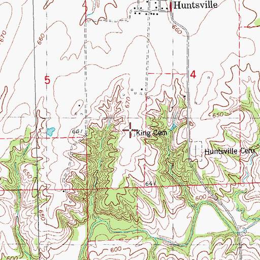 Topographic Map of King Cemetery, IL
