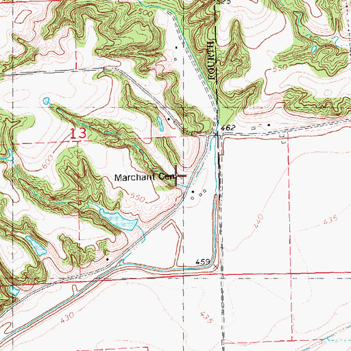 Topographic Map of Marchant Cemetery, IL