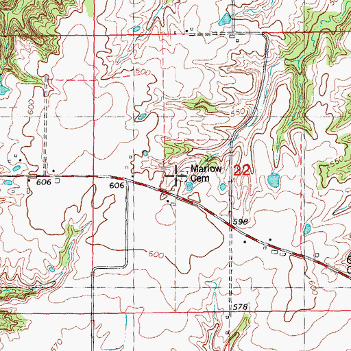 Topographic Map of Marlow Cemetery, IL