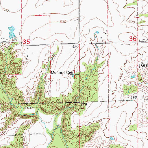 Topographic Map of Mecum Cemetery, IL