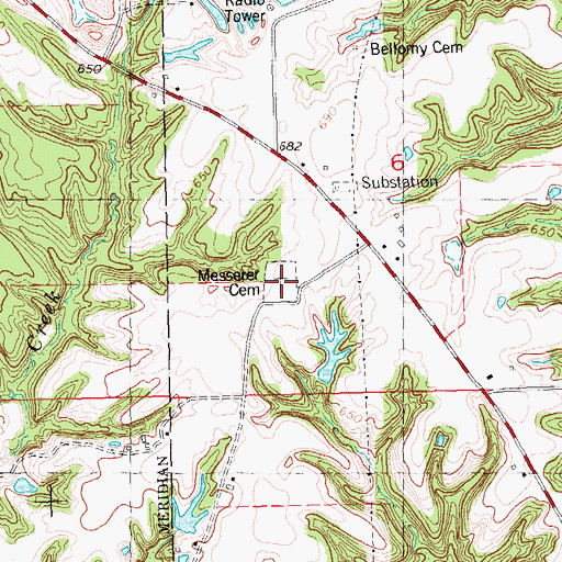 Topographic Map of Messerer Cemetery, IL